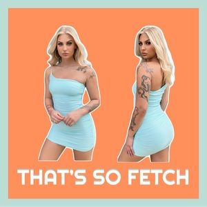 THAT’S SO FETCH Blue One Shoulder Mini Dress